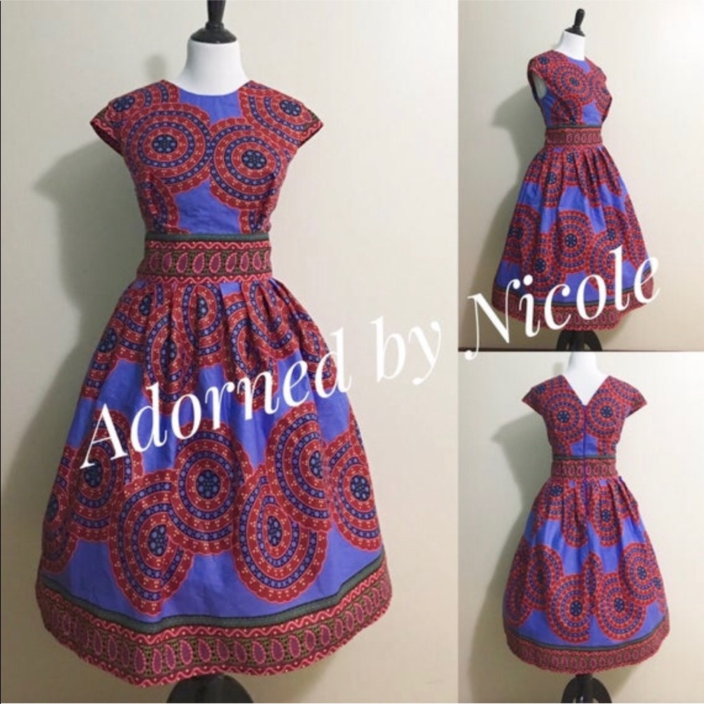 African Print Dress: Bust 43-44  Waist 34-35